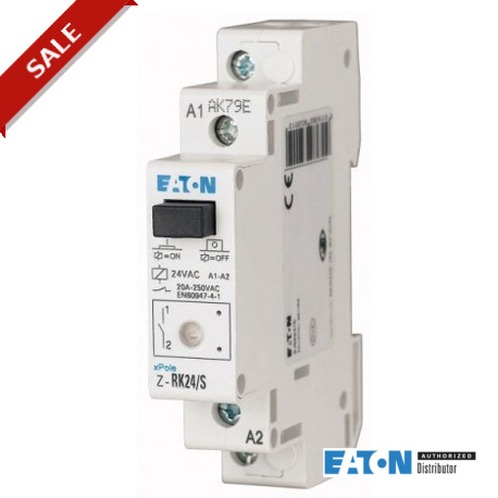 Z-RK24/S 265201 EATON ELECTRIC Contattore d'installazione, 24VAC/50Hz, 1NA, 20A, 1unità passo