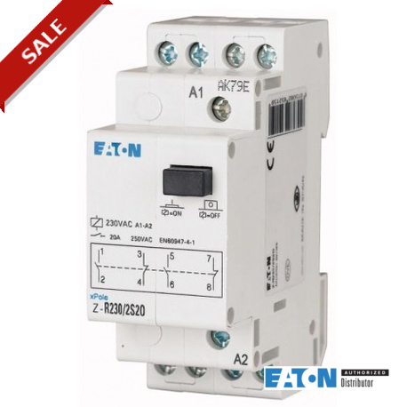 Z-R24/3S1O 265224 EATON ELECTRIC Installation relay, 24VAC/50Hz, 3N/O+1N/C, 20A, 2HP