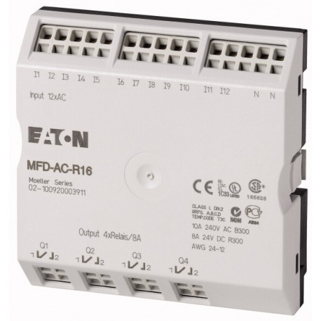 MFD-AC-R16 274093 0004519712 EATON ELECTRIC I/O module, 100-240VAC, for MFD-AC-CP8, 12DI, 4DO relays