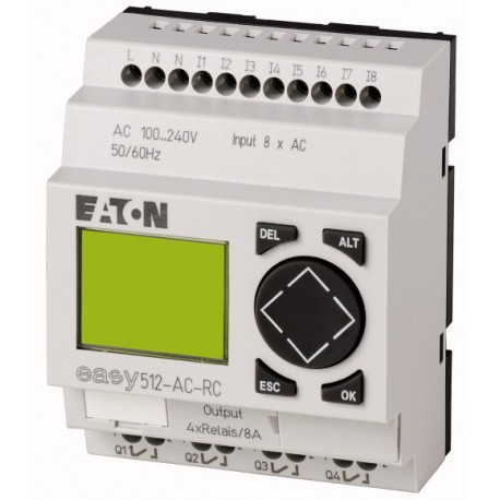 EASY512-AC-RC 274104 0004519753 EATON ELECTRIC Relè di comando, 100-240VAC, 8DI, 4DO-relè, display, orologio