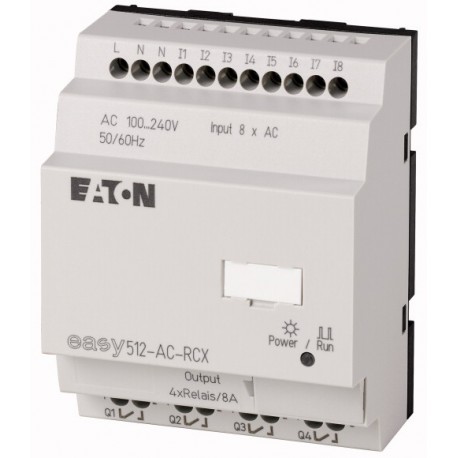 EASY512-AC-RCX 274105 0004519754 EATON ELECTRIC Relè di comando, 100-240VAC, 8DI, 4DO-relè, orologio