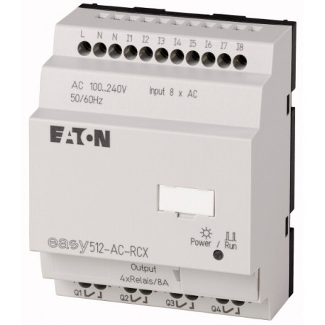 EASY512-AC-RCX 274105 0004519754 EATON ELECTRIC Relé programable Easy500 100-240 V AC 8 ED(2EA), 4SR Sin Pan..