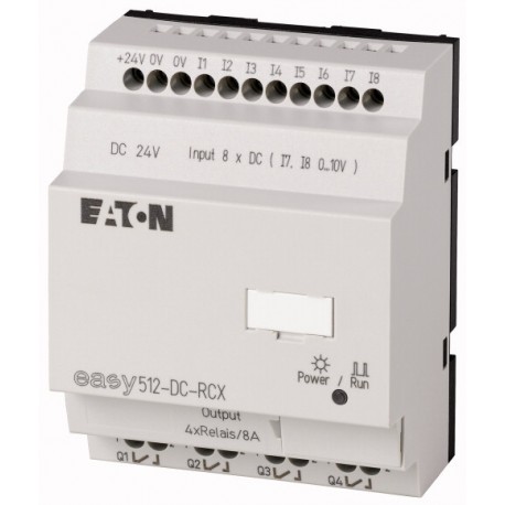 EASY512-DC-RCX 274110 0004519759 EATON ELECTRIC Steuerrelais, 24VDC, 8DI(2AI), 4DO-Relais, Uhr
