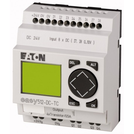 EASY512-DC-TC 274111 0004519760 EATON ELECTRIC Relè di comando, 24VDC, 8DI(2AI), trasf 4DO, display, orologio