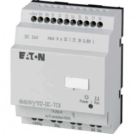 EASY512-DC-TCX 274112 0004519761 EATON ELECTRIC Relé programable Easy500 24 V DC 8 ED(2EA), 4SD Sin Pantalla..