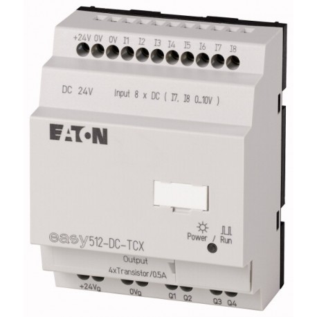 EASY512-DC-TCX 274112 0004519761 EATON ELECTRIC Relè di comando, 24VDC, 8DI(2AI), trasf 4DO, orologio