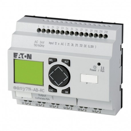 EASY719-AB-RC 274113 0004519770 EATON ELECTRIC Relé programable Easy700 24 V AC 12 ED(4EA), 6SR Con Pantalla..