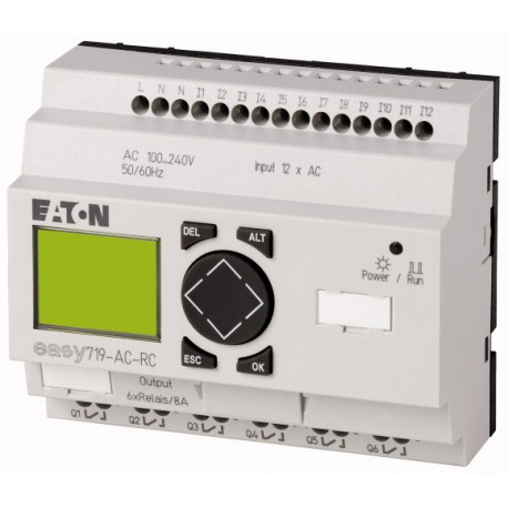 EASY719-AC-RC 274115 0004519772 EATON ELECTRIC Relé programable Easy700 100-240 V AC 12 ED(4EA), 6SR Con Pan..