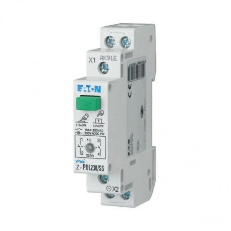 Z-PUL230/SS 276297 Y7-276297 EATON ELECTRIC Bouton-poussoir avec LED, 230AC/DC, 2 s, 16A, orange, 1PE