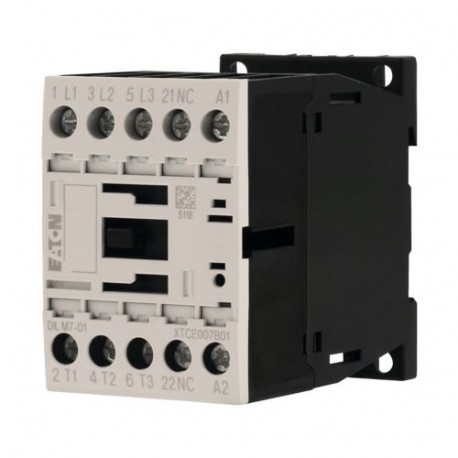 DILM7-01(24V50/60HZ) 276589 XTCE007B01T EATON ELECTRIC Contactor, 3p+1N/C, 3kW/400V/AC3