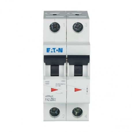 FAZ-Z6/2 278822 EATON ELECTRIC Автоматический выключатель 6А, кривая отключения Z, 2 полюса, откл. способнос..