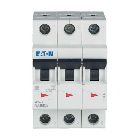 FAZ-B63/3 278853 EATON ELECTRIC Miniature circuit breaker (MCB), 63A, 3p, B-Char, AC