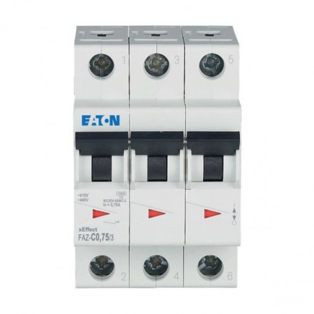 FAZ-C0,75/3 278857 Y7-278857 EATON ELECTRIC Interruttore protettore, 0,75A, 3p, curva caratteristica C