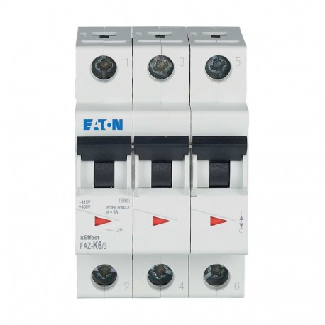 FAZ-K6/3 278907 Y7-278907 EATON ELECTRIC Interruttore LS, 6A, 3p, curva caratteristica K, AC
