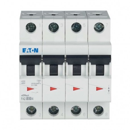 FAZ-B50/4 279040 EATON ELECTRIC Автоматический выключатель 50А, кривая отключения В, 4 полюса, откл. способн..