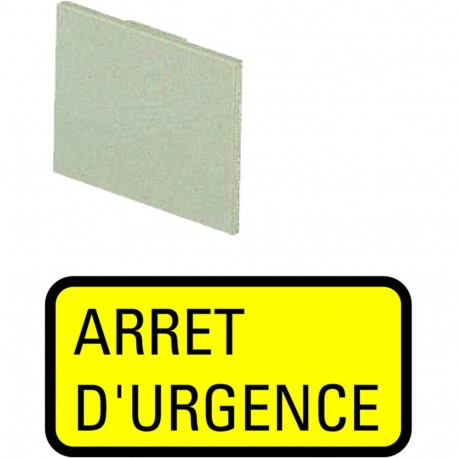 399SQ25 048638 Y7-48638 EATON ELECTRIC Targhetta inseribile, gialla, ARRET D'URGENCE