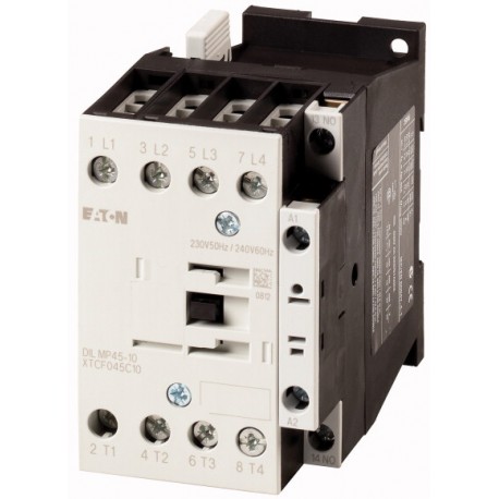 DILMP45-10(24V50/60HZ) 109828 XTCF045C10T EATON ELECTRIC Contactor, 4p + 1N / O, 45A / AC1