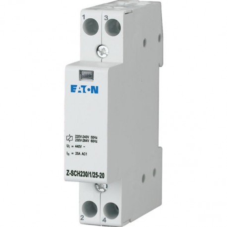 Z-SCH230/1/25-20 120853 EATON ELECTRIC Installation contactor, 230VAC, 2N/O, 25A