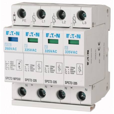 SPCT2-580-3+NPE 167628 EATON ELECTRIC Scaricatore da sovratensione inseribile, 3p+N, 580VAC, 20kA