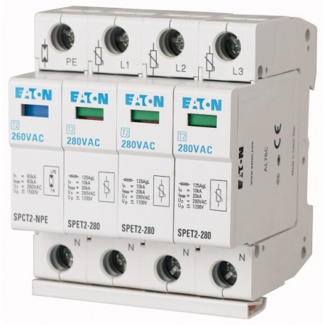 SPET2-280/3+NPE 168700 SPET2-280/3NPE EATON ELECTRIC Protección de sobretensiones completo, 3P+N, 280VAC, 4,..