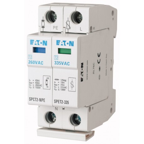 SPET2-335/1+NPE 168701 SPET2-335/1NPE EATON ELECTRIC Устройство защиты от скачков напряжения в сборе, 1p+N, ..