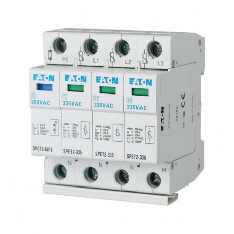 SPET2-335/3+NPE 168702 Y7-168702 EATON ELECTRIC Scaricatore da sovratensione completo, 3p+N, 335VAC, 4,5kA