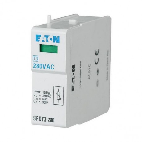 SPDT3-280 170484 EATON ELECTRIC Surge arrester plug-in unit, 280VAC, 1p