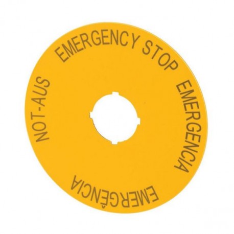 M22-XAK2 216466 M22-XAK2Q EATON ELECTRIC Label, emergency switching off, yellow, D 90mm, 4 languages, DE, EN..