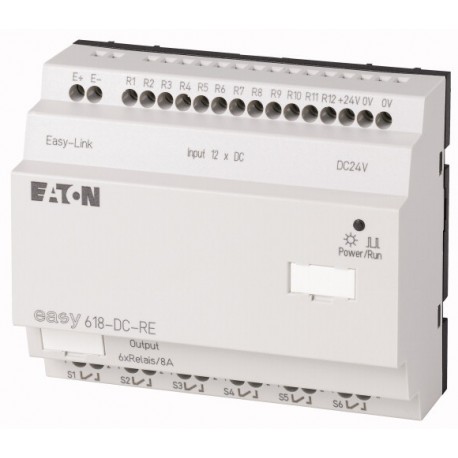 EASY618-DC-RE 232112 4520993 EATON ELECTRIC Extension d'entrées/sorties, 24V DC, 12 entr. TOR, 6 sort.TOR à ..