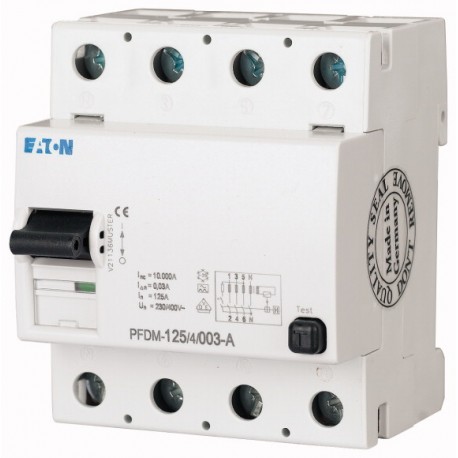 PFDM-125/4/01 235917 XTMCXFA13 EATON ELECTRIC Interruttore differenziale 125A 4p 100mA tipo AC