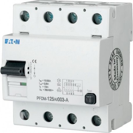 PFDM-125/4/05 235919 EATON ELECTRIC RCCB, 4P, 125A, 500mA