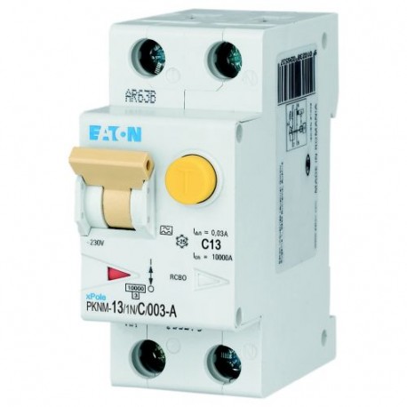 PKNM-13/1N/C/003-A-MW 236145 EATON ELECTRIC RCD/MCB combination switch, 13A, 30mA, C-LS-Char, 1N pole, FI-Ch..