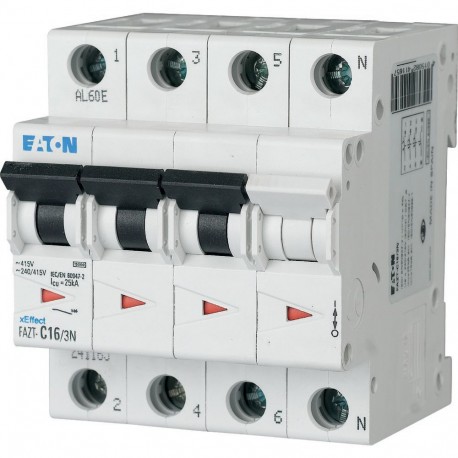 FAZT-C16/3N 241165 Y7-241165 EATON ELECTRIC Interruttore LS, 16A, 3Np, curva caratteristica C, AC