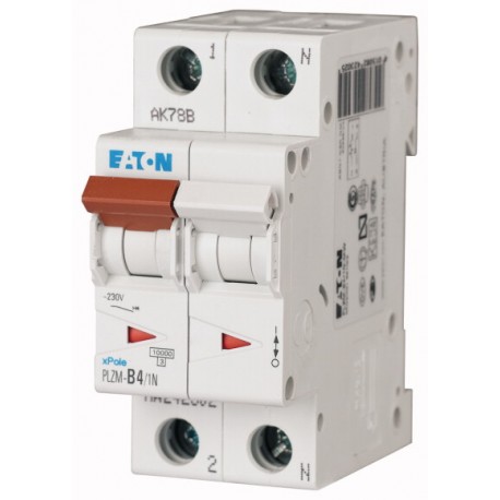 PLZM-B4/1N-MW 242302 EATON ELECTRIC Miniature circuit breaker (MCB), 4A, 1pole+N, type B characteristic