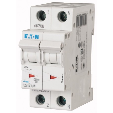 PLZM-B5/1N-MW 242303 EATON ELECTRIC Over current switch, 5A, 1pole+N, type B characteristic