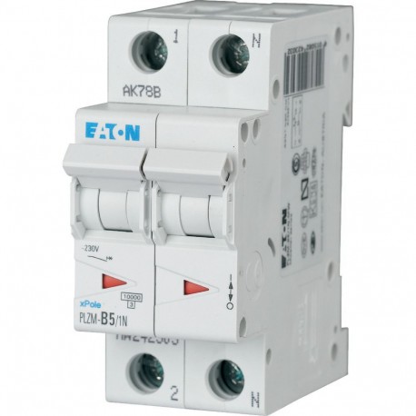 PLZM-B5/1N-MW 242303 EATON ELECTRIC Miniature circuit breaker (MCB), 5A, 1pole+N, type B characteristic