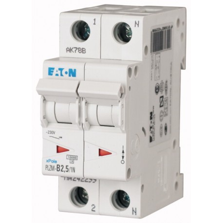 PLZM-C2,5/1N-MW 242325 EATON ELECTRIC Miniature circuit breaker (MCB), 2, 5 A, 1pole+N, type C characteristic