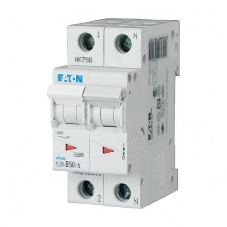 PLZM-C50/1N-MW 242341 EATON ELECTRIC Over current switch, 50A, 1pole+N, type C characteristic