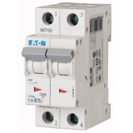 PLSM-D15/2-MW 242427 EATON ELECTRIC Перегрузки по току выключателя, 15А, 2 р, тип D характеристики