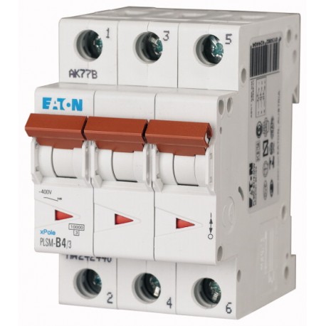 PLSM-D4/3-MW 242489 EATON ELECTRIC Interruttore protettore, 4A, 3p, curva caratteristica D