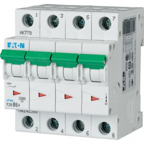 PLSM-B6/4-MW 242580 0001609150 EATON ELECTRIC Over current switch, 6A, 4p, type B characteristic