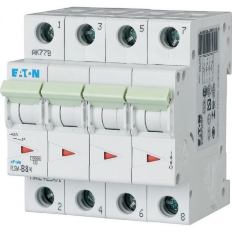 PLSM-B8/4-MW 242581 EATON ELECTRIC Перегрузки по току выключателя, 8А, 4 р, тип B характеристики