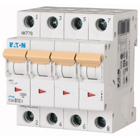 PLSM-B12/4-MW 242583 EATON ELECTRIC Over current switch, 12A, 4 p, type B characteristic