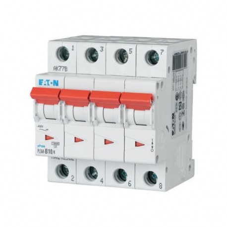 PLSM-D10/4-MW 242631 0001609267 EATON ELECTRIC Over current switch, 10A, 4p, type D characteristic