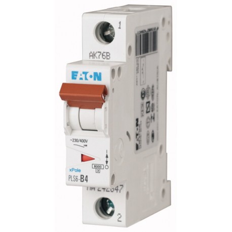 PLS6-C4-MW 242673 EATON ELECTRIC Перегрузки по току выключателя, 4A, 1P, тип C характеристика