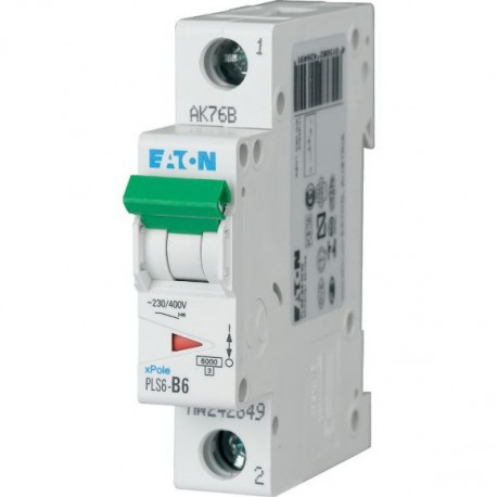PLS6-D6-MW 242698 EATON ELECTRIC Перегрузки по току выключателя, 6А, 1p, тип D характеристика