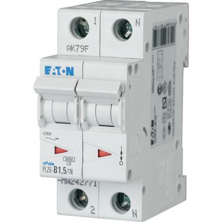 PLZ6-B1,5/1N-MW 242771 EATON ELECTRIC Disjoncteur modulaire 1,5A 1p+N car. B