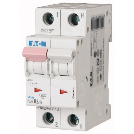 PLZ6-C2/1N-MW 242799 EATON ELECTRIC Over current switch, 2A, 1pole+N, type C characteristic