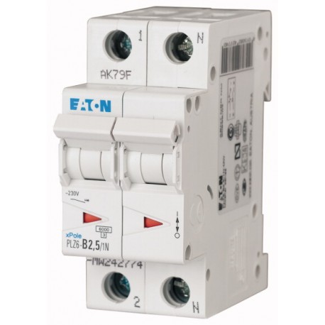 PLZ6-D2,5/1N-MW 242823 EATON ELECTRIC LS-Schalter, 2,5A, 1p + N, D-Char
