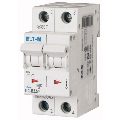 PLS6-B2,5/2-MW 242843 EATON ELECTRIC Interruttore protettore 2,5A 2p curva caratteristica B